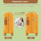 Joyway 5 Piece Luggage Set with Cup Holder, Expandable 25% Capacity, Includes Handbag, Anti Slip Wheels, Hook, Smart Carry On Suitcase for Men and Women, Spinner Travel Orange