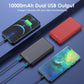 [2 Pack] Portable Charger Power Bank 10000mAh,Ultra Slim Compact External Battery Pack with USB C Input & Dual USB Outputs Backup Charger Compatible with iPhone 13,12, Samsung S20,Tablet-Black+Red