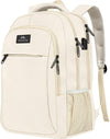 MATEIN Beige Laptop Backpack 15.6 Inch, Lightweight Sturdy Bag for College Supplies with USB Charging Port, Water Resistant Anti Theft Travel Computer Daypack Fashion Work Nurse Bag Gift for Women