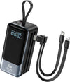 Fast Charging Power Bank 18400mAh 65W Portable Laptop Charger, LCD Display, Travel Essential Battery Pack with Built-in USB-C & Lightning Cables for iPhone 16/15/14/13/12 MacBook Samsung