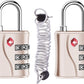 ZHEGE Luggage Locks, TSA Approved Locks, 3 Dial Zipper Lock with (80CM) Cable for Suitcases, Backpack, Baggage (Rose Gold, 2 Pack)