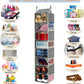2 Pack Large-Sized Hanging Shoe Organizer 8-Shelf, Hanging Closet Organizer with 8 Side Pockets, Wider Hanging Shelves for Storage Shoes Clothes 9" W × 11.8" D× 48" H, Grey.