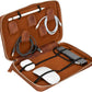 Medicine Handmade Leather Cable Organizer Bag – Full-Grain Leather Travel Tech Case for Cords, Chargers & Accessories – Zippered Storage for Men & Women (Tiguan Tan)
