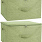 ANMINY 2PCS Storage Bins with Zipper Lids 36 Qt Lidded Fabric Storage Boxes Baskets Cubes with Handles Collapsible Washable Cotton Linen Closet Shelf Clothes Organizer Containers - Green, Large