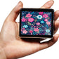 Silver Vintage Pill Box 7 Day Metal Pill Box with Mirror and 8 Compartments Cute Travel Pill Organizer for Purse (Colorful Floral Pattern)