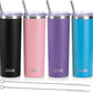 koodee 20 oz Tumbler with Lid and Straw-4 Pack Skinny Tumbler Stainless Steel Double Wall Insulated Coffee Cup (Sky Blue/Pink/Purple/Black