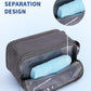 WANDF Toiletry Bag for Men Travel Toiletry Organizer Canvas and Leather Dopp Kit Water-Resistant Shaving Bag for Travel Accessories (Grey, Large) - Roamly