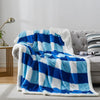 PU MEI Sherpa Blanket Twin Plaid Thick Bed Blanket, 90”*80” Super Soft Flannel Fuzzy Fleece Reversible Velvet Plush Warm Blanket for Couch(Blue Check, 80"*90")