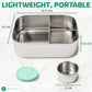 Everusely - Bento Box - Green, 27oz / 0.8 L - Stainless Steel Lunch Box with Leakproof Condiment Container - 3 Compartment Snack Organizer for On the Go Meals - Freezer & Dishwasher Safe