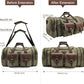 Wildroad 60L Travel Duffel Bag, Expandable Canvas Genuine Leather Duffle Bag Upgraded Overnight Weekender Bag Carry on Bag - Roamly