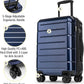 KYME Hardside Expandable Carry On Luggage 22x14x9 Airline Approved 20 Inch Hardshell Carry On Suitcase with Wheels TSA Lock Small Travel Rolling Luggage with Cup Holder for Women Men Navy