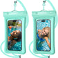 NEPHI IP68 Waterproof Phone Pouch 2 Pack-Up to 8.0"，Adjustable Neck Lanyard Floating Waterproof Phone Case for iPhone,Phone Dry Bags for Vacation Beach Pool Travel Essentials (Aqua Green 2 Pack)
