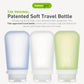 humangear GoToob+ 3-Pack (Large) | Refillable Silicone Travel Bottle | Locking Lid | Food-Safe Material, Clear/Green/Blue, Large (3.4 fl.oz.; 100ml)