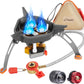 WADEO 7200W Windproof Camping Stove, Camping Gas Stove with Piezo Ignition, Two Fuel Canister Adapter, Carry Case, Portable Stove, Backpacking Stove for Outdoor Backpacking Hiking and Picnic