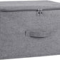 ANMINY Storage Bins with Zipper Lids 36 Qt Lidded Fabric Storage Boxes Baskets Cubes with Handles Collapsible Washable Cotton Linen Closet Shelf Clothes Organizer Containers - Gray, Large