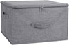 ANMINY Storage Bins with Zipper Lids 36 Qt Lidded Fabric Storage Boxes Baskets Cubes with Handles Collapsible Washable Cotton Linen Closet Shelf Clothes Organizer Containers - Gray, Large