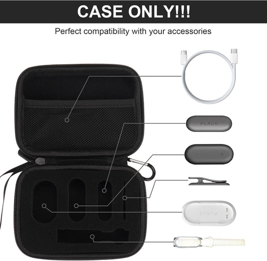 YouKnow Hard Case Compatible with PLAUD NotePin AI Voice Recorder - with Custom Foam Insert Holds Recorder, Magnetic Pin, Clip, Dock, Wristband & Cable (Case Only) (Black)