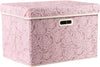 PRANDOM Larger Collapsible Storage Bin with Lid [1-Pack] Fabric Decorative Storage Box Cube Organizer Container Baskes with Handles Divider for Bedroom Closet Living Room Pink 17.7x11.8x11.8 Inch