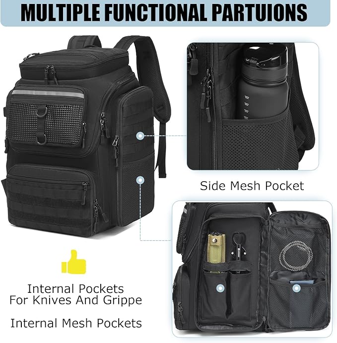 HAMBOLY Fishing Backpack with Rod Holders, 40L Tackle Box Backpack for Fishing Gear, Waterproof Fishing Bag for Men