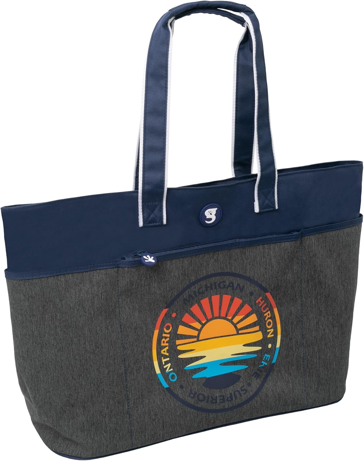 geckobrands Oversized Beach Tote – Large and Stylish Beach Bag with 4 Exterior Pockets and Zippered Internal Compartment - Roamly