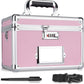 11 x 7 x 8.3 Inch Lockable Storage Box with Combination Lock, Portable Safe for Documents, Medicine, Cash & Valuables, Medicine Lock Box with Label Slot for Home, Office & Travel - Pink