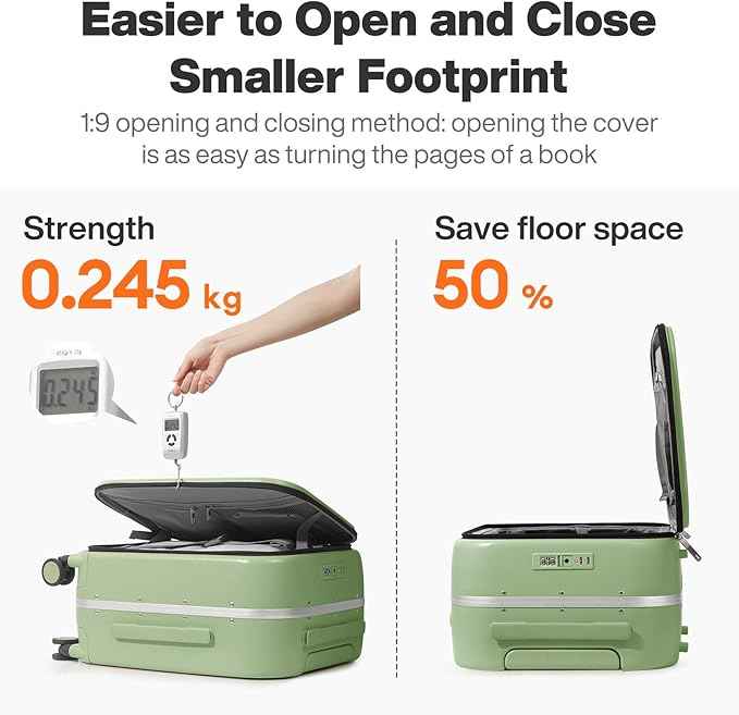 mixi 26 Inch Large Checked Luggage PC Hard Shell Suitcase Top Opening Aluminum Frame Travel Suitcases with Wheels, Avocado Green