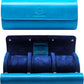 Genuine Napa Leather Watch Roll Travel Case for 3 Watches - Travel Watch Rolls and Leather Watch Display Cases with Velvet Interior - Watch Storage Organizer Men's (Blue 3 Watch Roll Case)