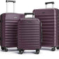 LIGHT FLIGHT Luggage Sets, 3 Piece Durable Suitcase Set with Spinner Wheels, 3 Pcs Hard Shell Lightweight Luggage with TSA Lock, Large Checked Travel Suitcases, 20/24/28 Inch,Purple