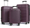 LIGHT FLIGHT Luggage Sets, 3 Piece Durable Suitcase Set with Spinner Wheels, 3 Pcs Hard Shell Lightweight Luggage with TSA Lock, Large Checked Travel Suitcases, 20/24/28 Inch,Purple