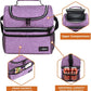 OPUX Lunch Box For Women, Insulated Large Lunch Bag Adult Work, Double Decker Lunchbox Meal Prep, Dual Compartment Leakproof Lunch Cooler, Soft Lunch Pail Tote for Girls Kids School (Purple 16 Cans)