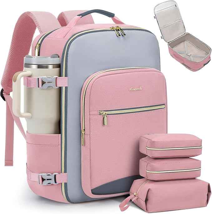 LOVEVOOK 40L Travel Backpack for Women & Men, Airline Approved Carry On Luggage with 3 Packing Cubes, TSA Overnight Bags, Waterproof Personal Item Bag, Weekender Essentials Backpacks fits 17" Laptop