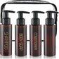 Travel Bottles Plastic Pump Bottle Dispenser TSA Approved 3.4oz/100ml 4 Pack Travel Refillable Shampoo and Conditioner Bottles Empty Travel Size Bottles for Cosmetic, Lotion, Liquid Soap (Brown)