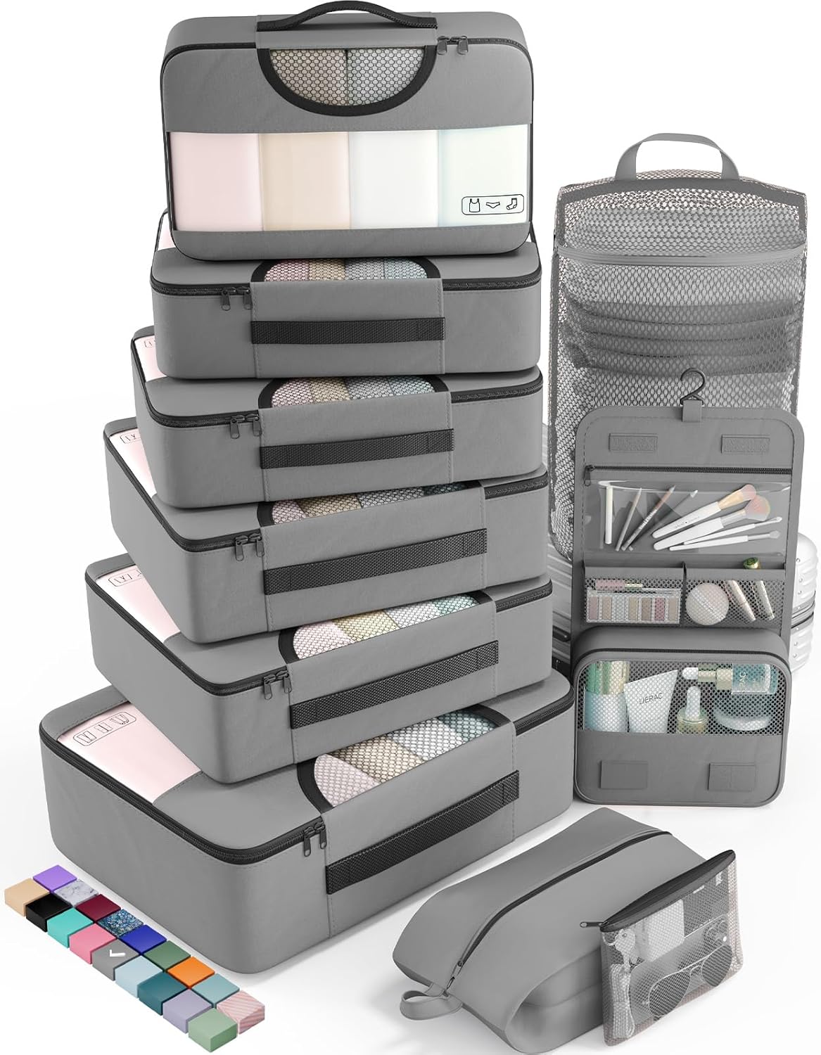 Veken 10 Set Packing Cubes for Travel Essential, Suitcase Organizer Bags in 4 Sizes, Carry-On Luggage Accessories with Large Laundry & Hanging Toiletry Bag, Must-Have for Airplane, Road Trip & Camping - Roamly