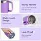 HASLE OUTFITTERS 20oz Tumbler Bulk with Lid, Stainless Steel Tumbler Bulk with Handle, Metal Insulated Travel Coffee Mug Set with Handle, Double Wall Vacuum Leak Proof Tumbler Cup, Purple 6 Pack