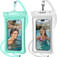 NEPHI IP68 Waterproof Phone Pouch 2 Pack-Up to 8.0"，Adjustable Neck Lanyard Floating Waterproof Phone Case for iPhone,Phone Dry Bags for Vacation Beach Pool Travel Essentials (Aqua Green White 2 pack)