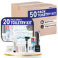 Trektote Bulk Hygiene Kit For Men And Women – (50 Pack) 20 Piece Set Of Travel Size Toiletries, TSA Compliant, Bulk Travel Essentials, Includes Shampoo And Conditioner, Body Wash, Toiletry Bag & More