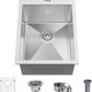 15 x 20 Inch Drop In Kitchen Bar Sink, Small Kitchen Sink Single Bowl Topmount Bar Prep Sink 18 Gauge Stainless Steel Bar Sink with Grid and Basket Strainer