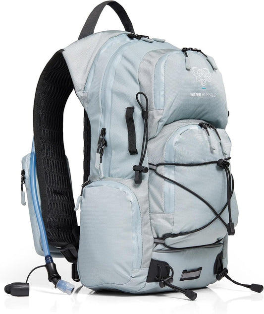Water Buffalo Hydration Backpack - Sherpa 22L Hiking Backpack with Water Bladder - Water Backpack for Hiking with Waterproof Zippers, Phone & Pole Holders - Roamly