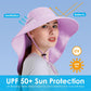Womens Sun Hat UV Protection, Foldable Waterproof Wide Brim Bucket Hats with Neck Flap for Summer Beach Fishing Hiking
