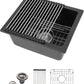 Dcolora 15 Inch Granite Composite Black Bar Sink Undermount Small Kitchen Sink Quartz Prep RV Single Bowl Under Counter Basin DC-GU7745