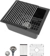 Dcolora 15 Inch Granite Composite Black Bar Sink Undermount Small Kitchen Sink Quartz Prep RV Single Bowl Under Counter Basin DC-GU7745