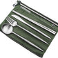 Gugrida Reusable Travel Utensils, 7 Pieces Portable 18/10 Stainless Steel include Knife Fork Spoon Chopsticks Cleaning Brush Straws Portable Pouch, Eco-friendly Camping Silverware Set, Dishwasher Safe