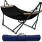 Tranquillo Universal Hammock with Stands Electro Static Coated Steel, Adjustable Foldable Hammock Stand with 2 Layered Polyester Net and Carry Bag for 2 Persons (Canvas - Black)