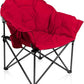 ALPHA CAMP Oversized Camping Chairs Padded Moon Round Chair Saucer Recliner with Folding Cup Holder and Carry Bag