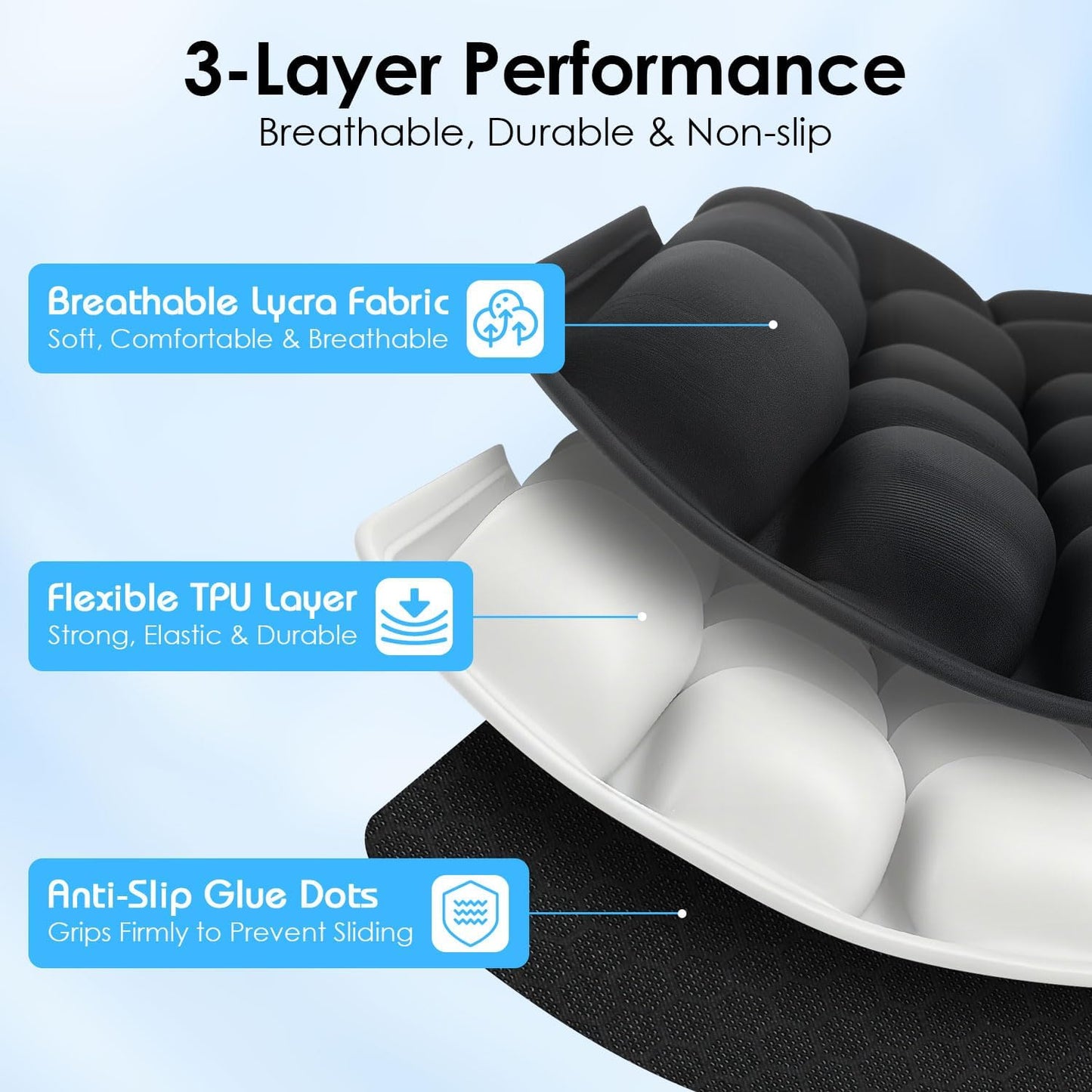 Portable Travel Cushion, Airplane Seat Cushion for Long Flights, Press Type Inflatable Seat Cushion for Long Sitting in Car, Air Travel, Office Chairs, Home Living