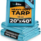 Tarps Heavy Duty Waterproof 20x40-12 mil Thick Camping Tent - Blue Tarp 20x40 UV Resistant, Rip & Tear Proof with Metal Grommets – Multipurpose Use for Camping, Tent, Boat, RV, Car, & Pool Cover
