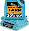 Tarps Heavy Duty Waterproof 20x40-12 mil Thick Camping Tent - Blue Tarp 20x40 UV Resistant, Rip & Tear Proof with Metal Grommets – Multipurpose Use for Camping, Tent, Boat, RV, Car, & Pool Cover