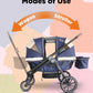 Tandem Wagon Stroller–All-Terrain 2-in-1 Push&Pull Design, Double Seat, Large Storage, Adjustable Canopy, Removable Child Tray for Kids Outdoor Adventures&Family Outings