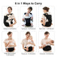 Bebamour Baby Carrier with Hip Seat,All-Position Breathable Mesh Hip Seat & Carrier 0-36Months with Head Hood, 3 PCS Teething Pads, Waist Extender,Storage Bag & Pacifier Case(Black)
