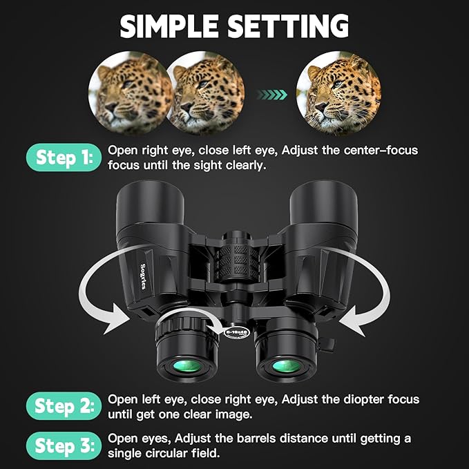 6-16x40 HD Zoom Binoculars for Adults, High Powered, Large View, BAK4 Prism, Waterproof, Clear Low Light Vision for Bird Watching,Hiking, Travel